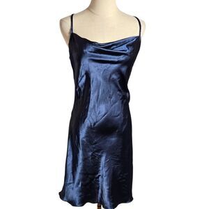 Bebe Blue Satin Mini Slip Dress